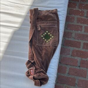 Brown suede BAREFOOT brand yoga carry bag with Embellished Pocket & strap